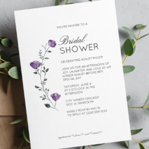 Modern Minimal Floral Detail Wedding Bridal Shower Invitation