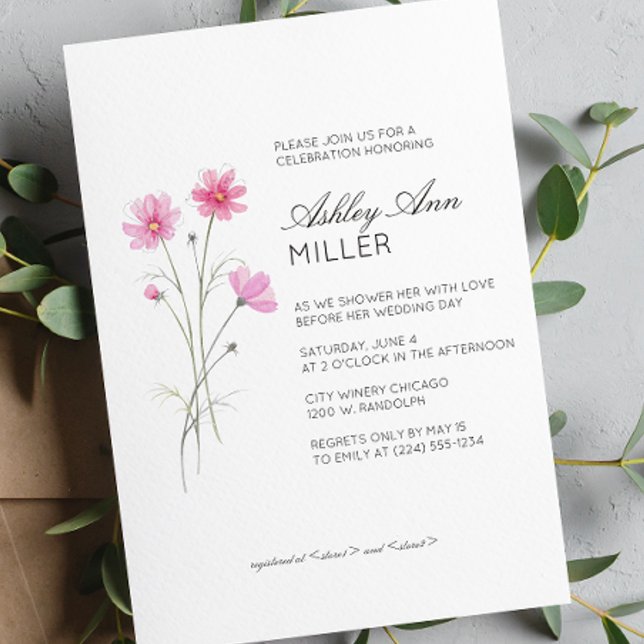 Modern Minimal Floral Detail Wedding Bridal Shower Invitation (Creator Uploaded)