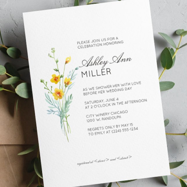 Modern Minimal Floral Detail Wedding Bridal Shower Invitation (Creator Uploaded)