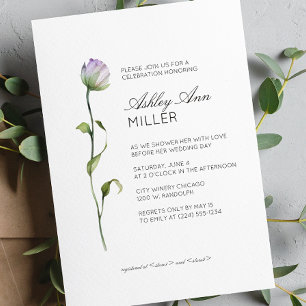 Modern Minimal Floral Detail Wedding Bridal Shower Invitation