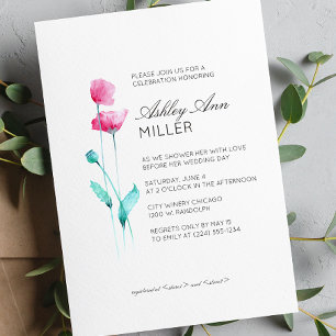 Modern Minimal Floral Detail Wedding Bridal Shower Invitation
