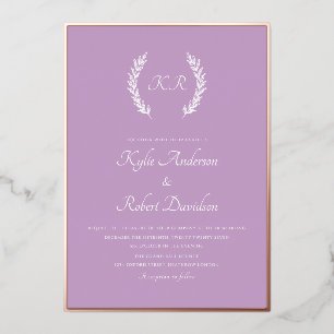 Modern Minimal Floral Monogram Lavender Rose Gold