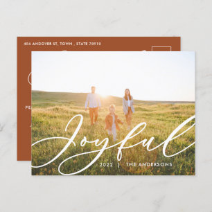 Modern minimal foliage 1 photo script elegant holiday postcard