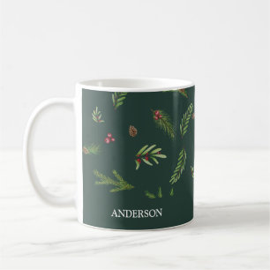 Modern minimal foliage Elegant script Christmas  Coffee Mug