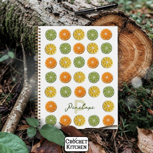 Modern Minimal Fresh Crochet Citrus Slices Name  Notebook