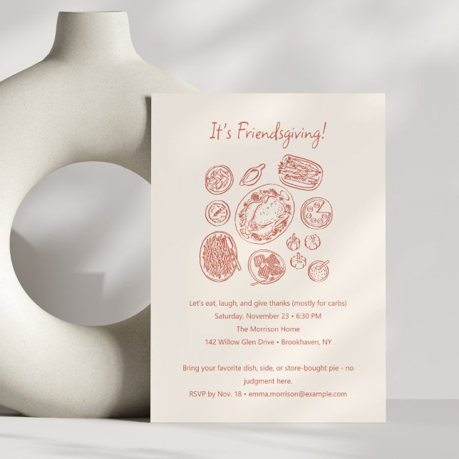 Modern Minimal Friendsgiving Dinner Thanksgiving Invitation (Creator Uploaded)