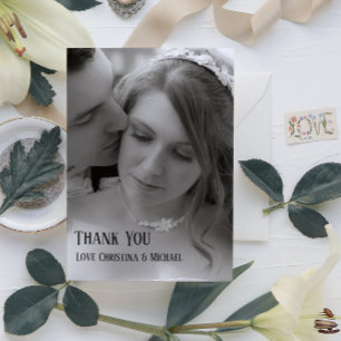 Modern Minimal Full Bleed Photo Wedding Thank You Card