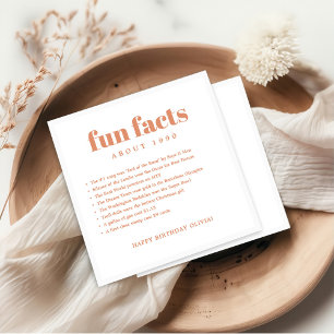 Modern Minimal Fun Facts Birthday Year Napkin