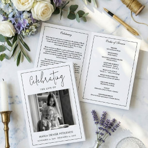 Modern Minimal Funeral Obituary Order of Service Program