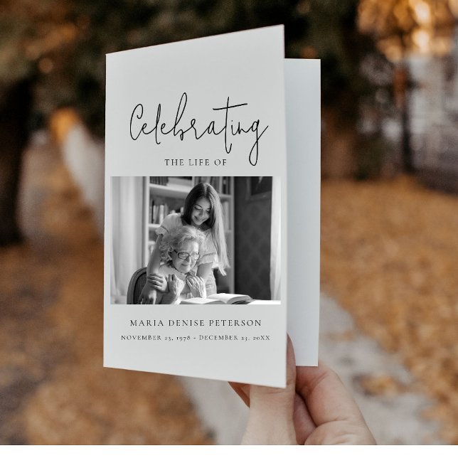 Modern Minimal Funeral Obituary Order of Service Program (Creator Uploaded)