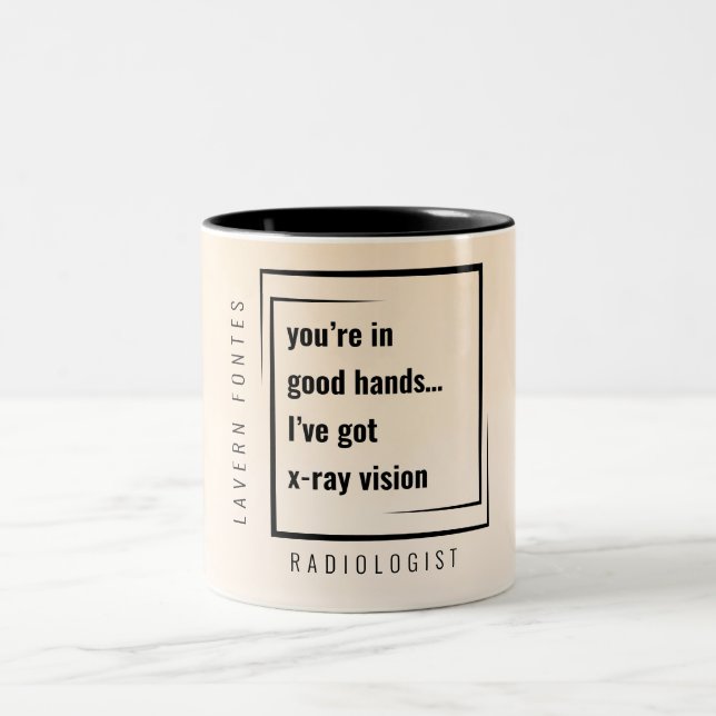 Modern Minimal Funny Motivational Radiologist Gift Two-Tone Coffee Mug (Center)