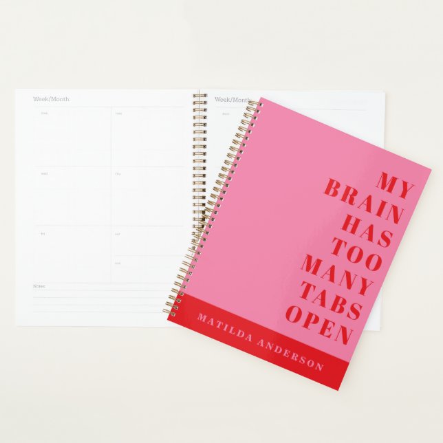 Modern minimal funny red, pink typography journal planner (Display)