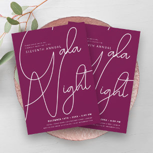 Modern Minimal GALA Company Business Magenta Invitation
