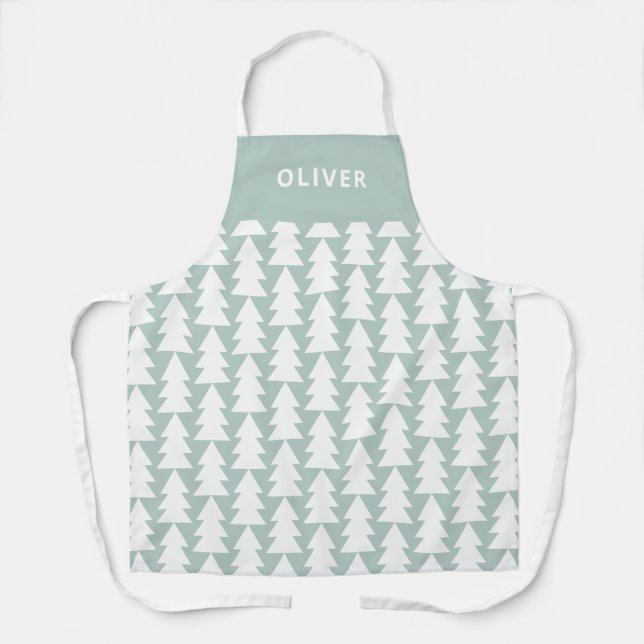 Modern minimal geometric aqua Christmas graphic Apron (Front)