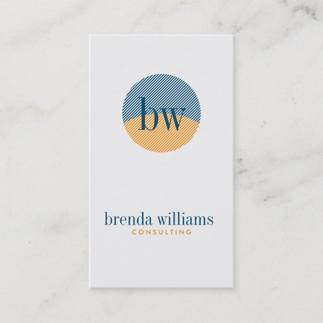 Modern Minimal Geometric Blue Yellow & White Business Card (Front)