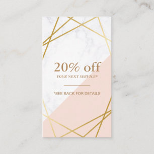 Modern Minimal Geometric Marble Discount Vertical Business Card