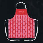 Modern minimal geometric red pink Christmas Apron<br><div class="desc">Modern geometric red and pink Christmas tree bold minimal graphic holiday baking apron design</div>