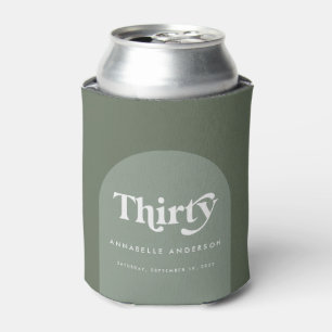 Modern minimal geometric sage green 30th birthday can cooler