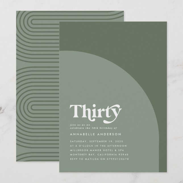 Modern minimal geometric sage green birthday (Front/Back)