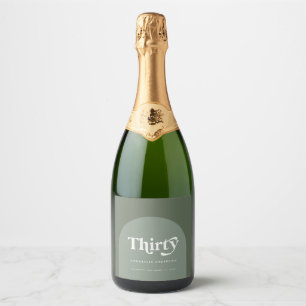 Modern minimal geometric sage green birthday sparkling wine label