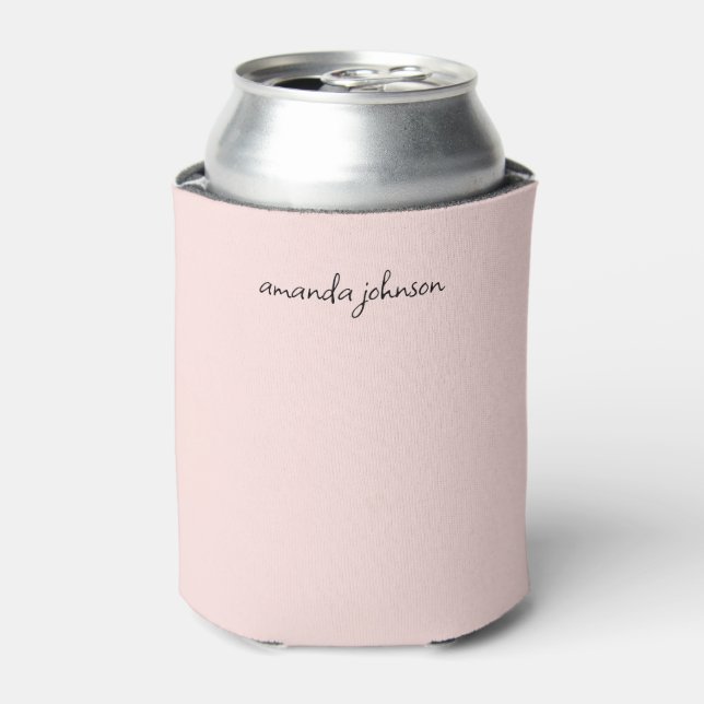 Modern Minimal Girly Light Pink Monogram Can Cooler (Can Front)