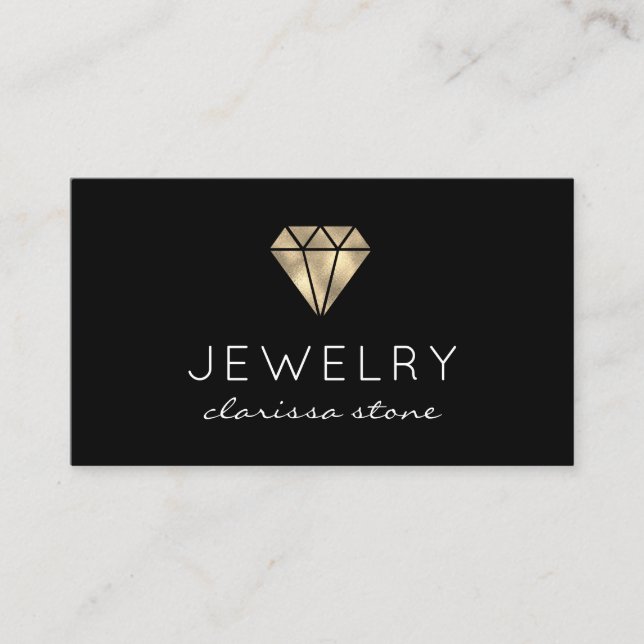 Modern minimal gold & black jewellery  business card (Front)