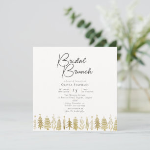 Modern Minimal Gold Christmas Winter Bridal Brunch Invitation