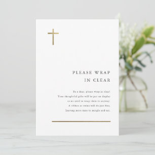 Modern Minimal Gold Cross Baptism Enclosure Card