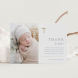 Modern Minimal Gold Cross Photo Baptism Thank You Card<br><div class="desc">Modern Minimal Gold Cross Baptism Thank You card with simple typography and photo. Click the edit button to customize this design with your details.</div>