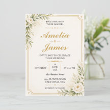 Modern Minimal Gold Elegant Wedding Invitation