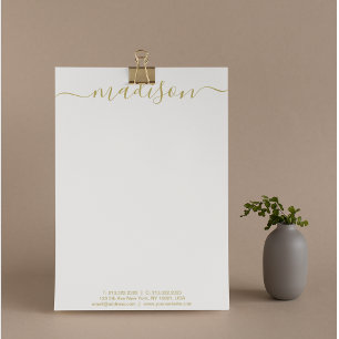 Modern Minimal Gold Grey Typography Name Script  Letterhead