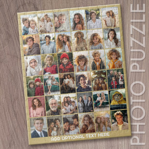 Modern Minimal Gold Party Pictures - 36 Photo Jigsaw Puzzle