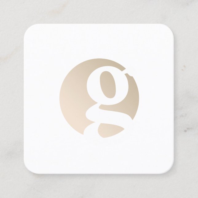 Modern minimal gold white monogram    square business card (Front)