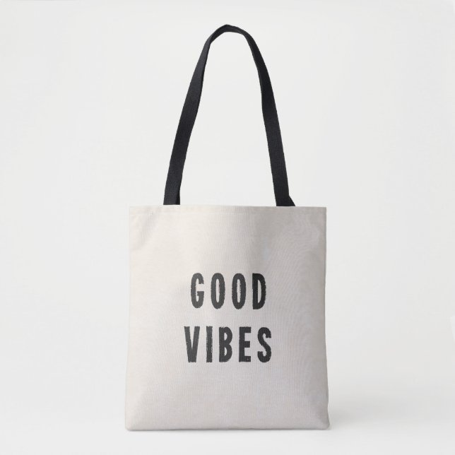Modern Minimal Good Vibes Summer Festival Tote Bag (Front)