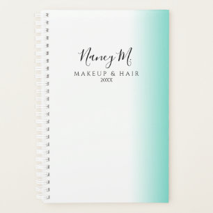 Modern minimal gradient mint white makeup & hair planner