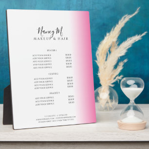 Modern minimal gradient pink white makeup & hair  plaque