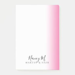 Modern minimal gradient pink white makeup & hair  post-it notes