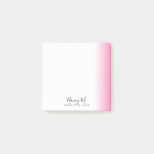 Modern minimal gradient pink white makeup & hair  post-it notes