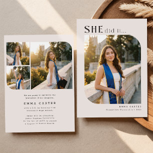 Modern Minimal Graduate Photo Collage Graduation Announcement