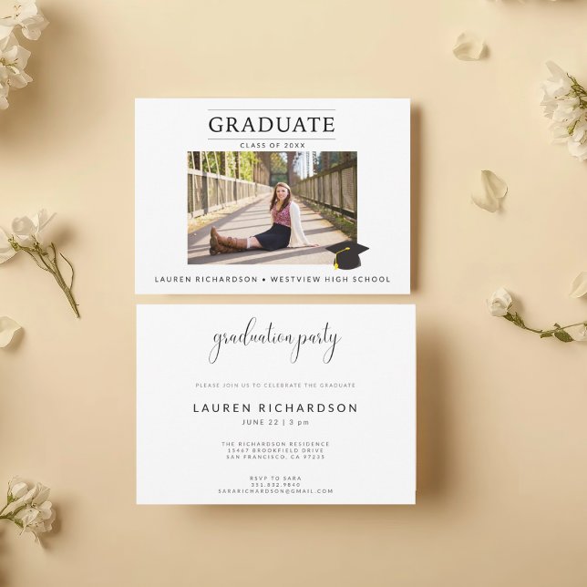 Modern Minimal Graduation Announcement with Photo  (Creator Uploaded)