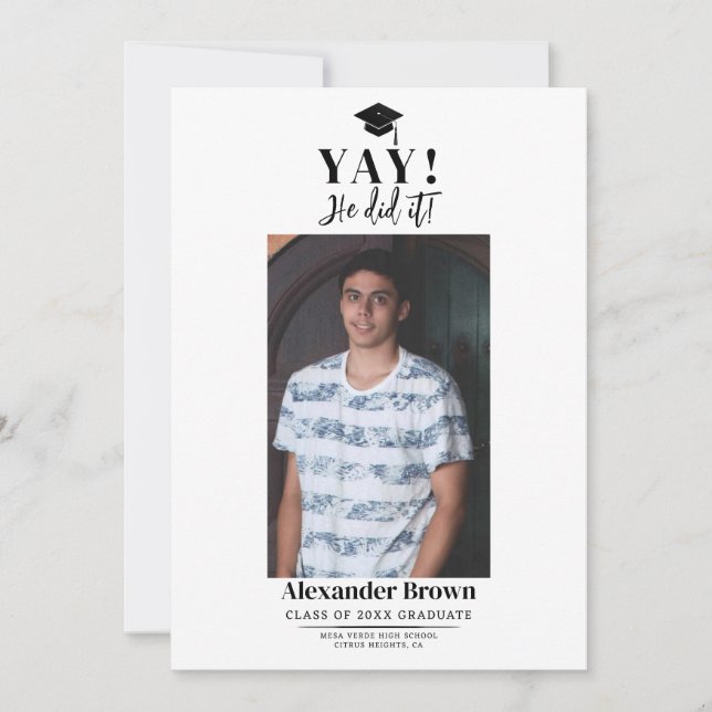 Modern Minimal Graduation Photo Announcement (Front)