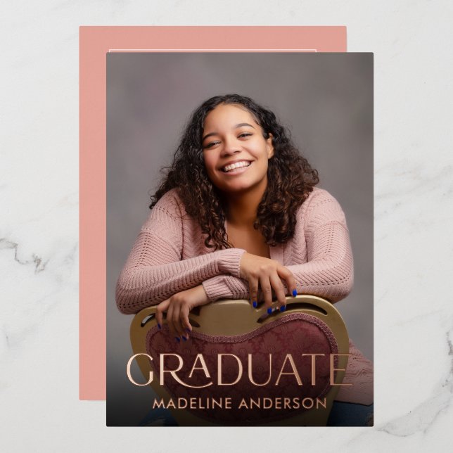 Modern Minimal Graduation Photo Rose Gold (Front/Back)