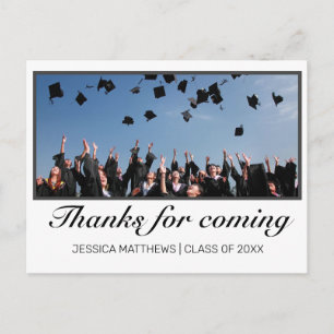 Modern Minimal Graduation Thanks for Coming Photo Postcard