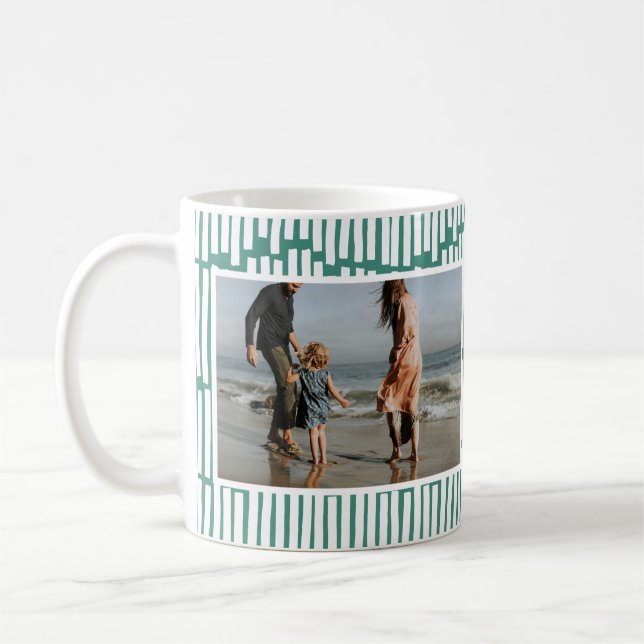 Modern minimal graphic 2 photo green contemporary coffee mug (Left)