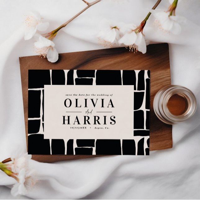 Modern minimal graphic black & white save the date invitation (Creator Uploaded)