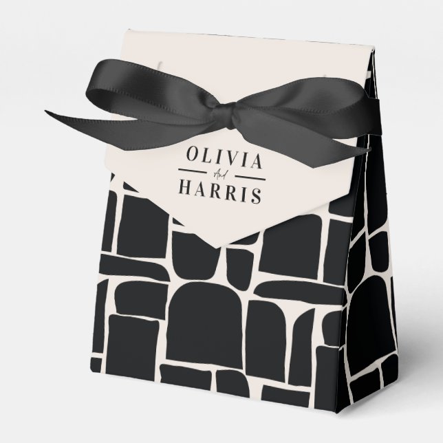 Modern minimal graphic black & white unique favor box (Front Side)