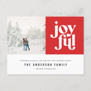 Modern minimal graphic Christmas typography photo Holiday Postcard