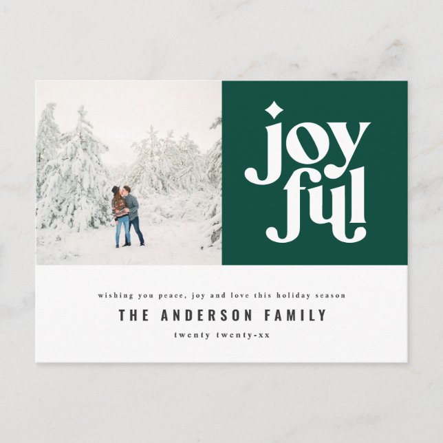 Modern minimal graphic Christmas typography photo Holiday Postcard (Front)