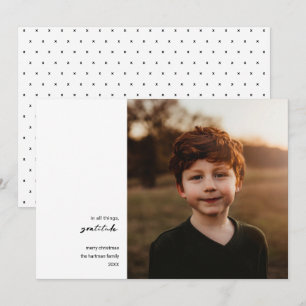 Modern Minimal   Gratitude Photo Christmas Black Holiday Card