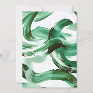 Modern Minimal Green Brush Strokes Abstract Announcement